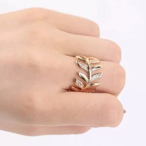 The Eternal Leaf New! 14K Gold Filled White Sapphire Leaf band ring